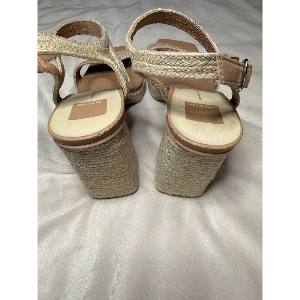 Dolce Vita Raffia Espadrille Ankle Strap Heels Block Heel Size 9 - Picture 5 of 7